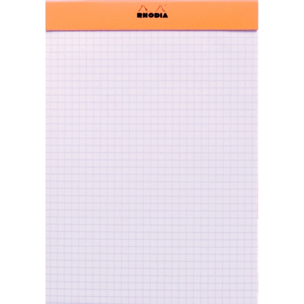Bloc de bureau agrafé RHODIA 80 feuilles, format A5, quadrillé 5x5, papier blanc 80g