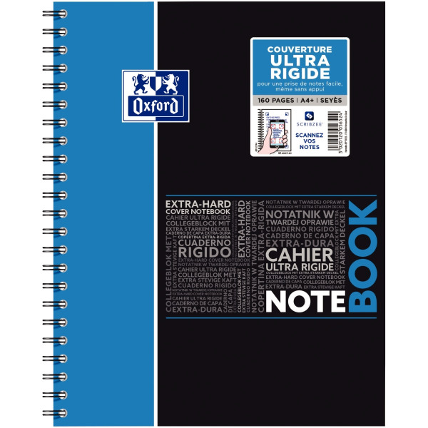 Cahier à reliure intégrale NOTEBOOK OXFORD 160 pages perforées, format A4+, seyès