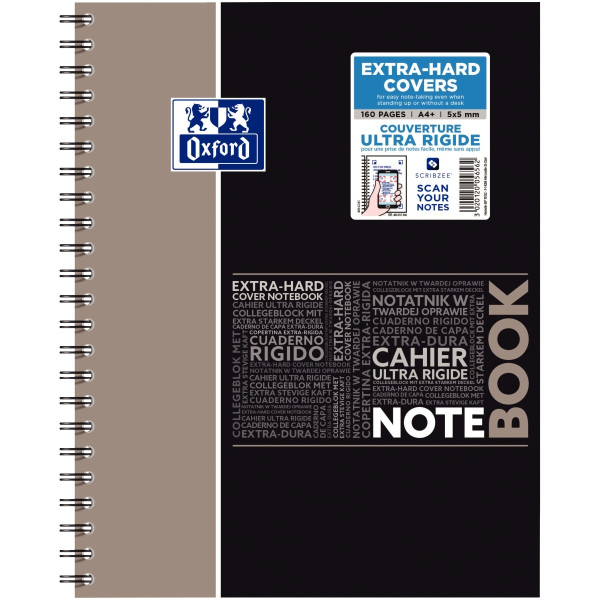 Cahier à reliure intégrale NOTEBOOK OXFORD 160 pages perforées, format A4+, quadrillé 5x5