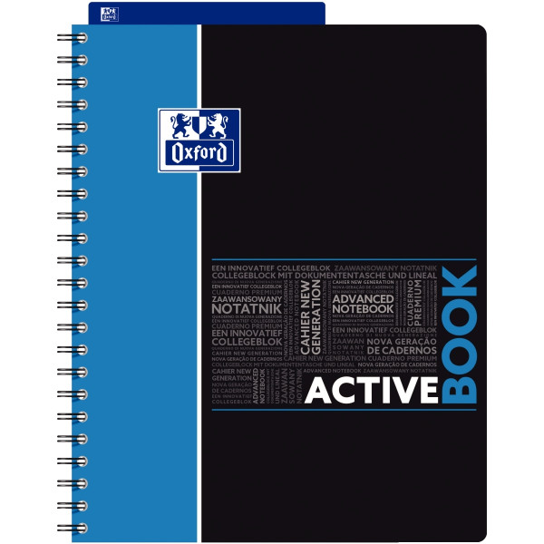 Cahier à reliure intégrale ACTIVEBOOK OXFORD 160 pages perforées, format A4+, quadrillé 5x5