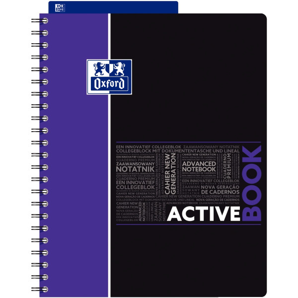 Cahier à reliure intégrale ACTIVEBOOK OXFORD 160 pages perforées, format A4+, quadrillé 5x5