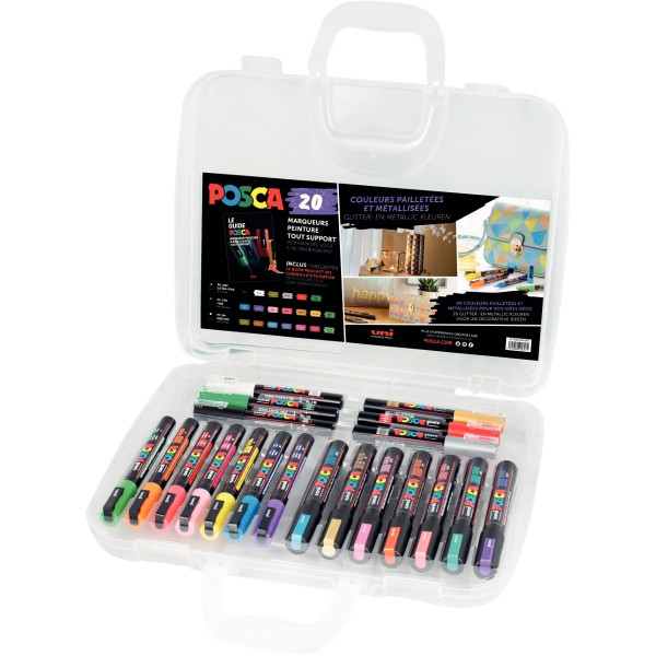 Mallette de 20 marqueurs Posca festive assortis