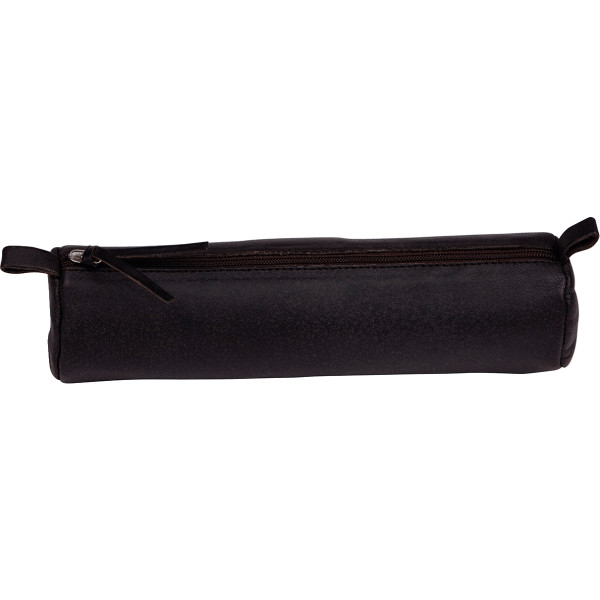 Trousse ronde cuir marron 22cm