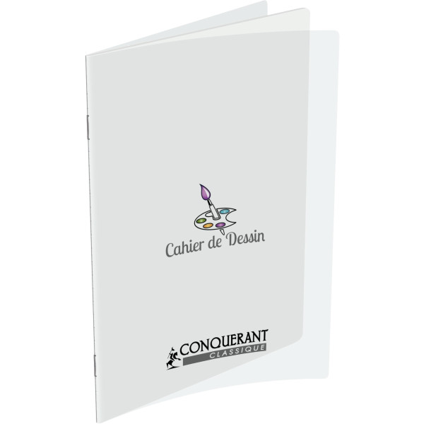 Cahier de dessin 96 pages CONQUERANT, 24x32 cm, uni 120g, couv PP incolore