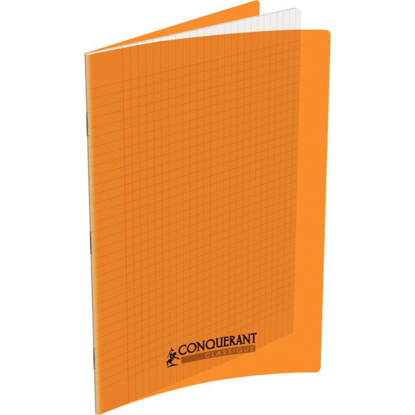 Piqûre 96 pages CONQUERANT, A4, seyès, couv PP orange