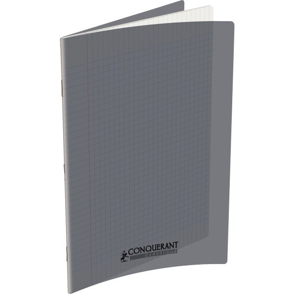Piqûre 96 pages CONQUERANT, 24x32 cm, seyès, couv PP gris