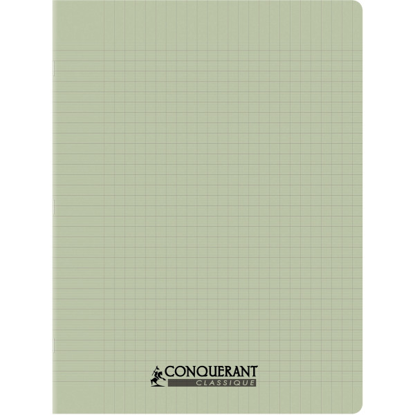 Piqûre 96 pages CONQUERANT, 24x32 cm, seyès, couv PP vert tendre
