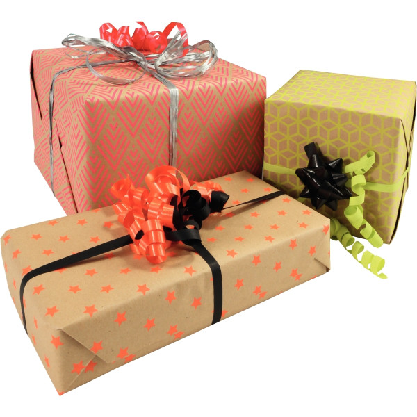 Paquet de 10 rouleaux de papiers kraft 70g 2x0,70m motifs géométriques