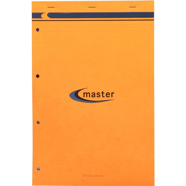 Bloc Master 80 feuilles, format A4+, papier blanc 80g, quadrillé 5x5