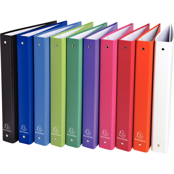 Classeur 4 anneaux en carton plastifié, format A4, dos 4 cm, 10 coloris assortis
