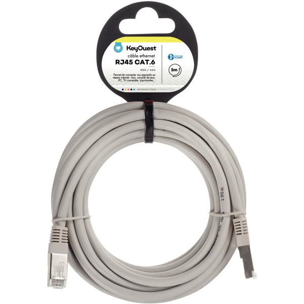 Cordon RJ45 catégorie 6 5m gris