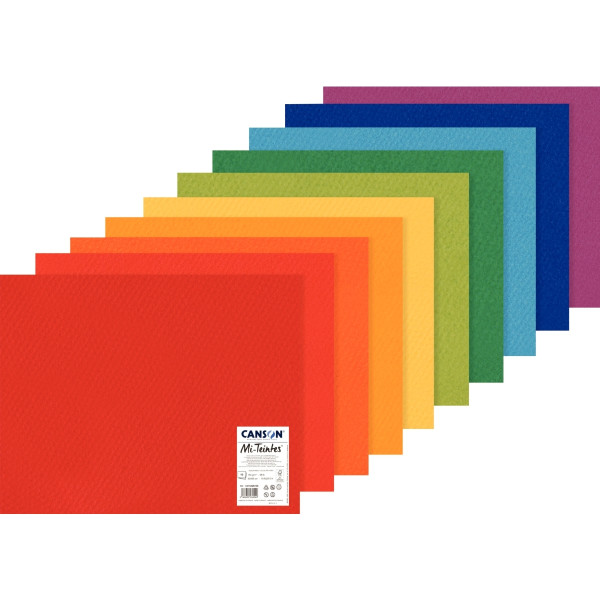 Paquet de 10 feuilles mi-teintes 50x65cm couleurs vives