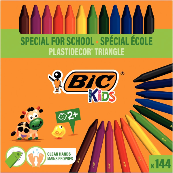 Classpack de 144 craies Plastidécor triangulaire assorties