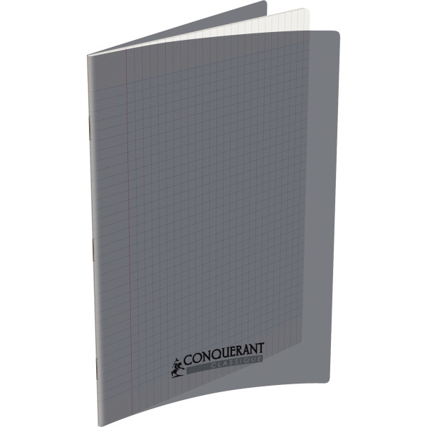 Piqûre 96 pages CONQUERANT, A4, seyès, couv PP gris