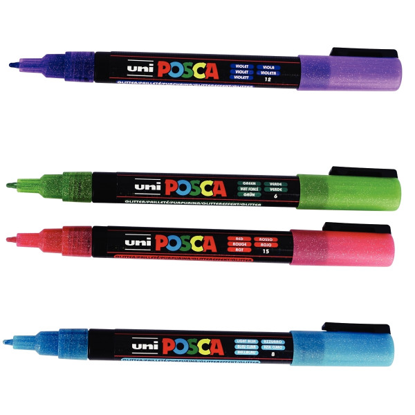 Pochette de 8 marqueurs Posca pointe fine pailletés