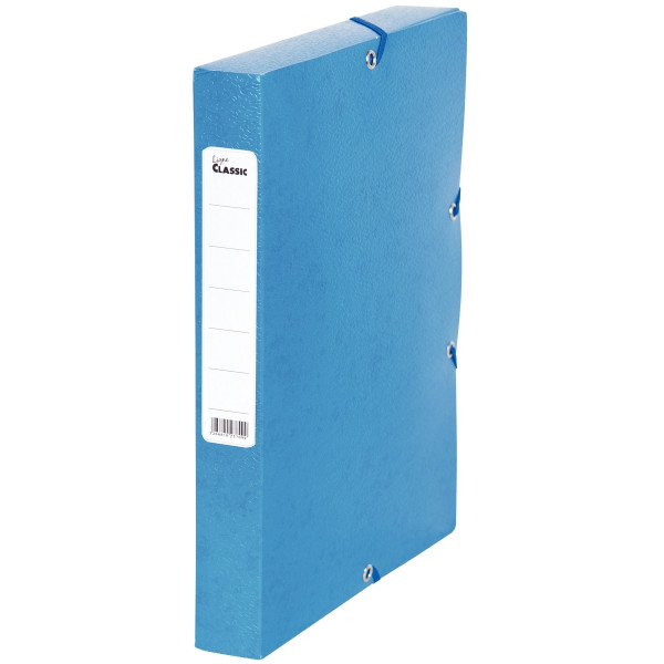 Boîte de classement en carte grainée dos 4 cm, bleu
