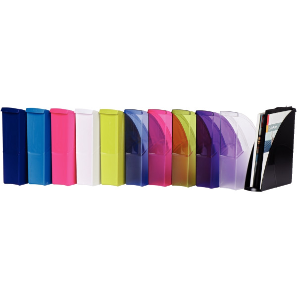 Porte revues en polystyrène robuste et rigide CEP dos 8,5 cm gloss bleu océan