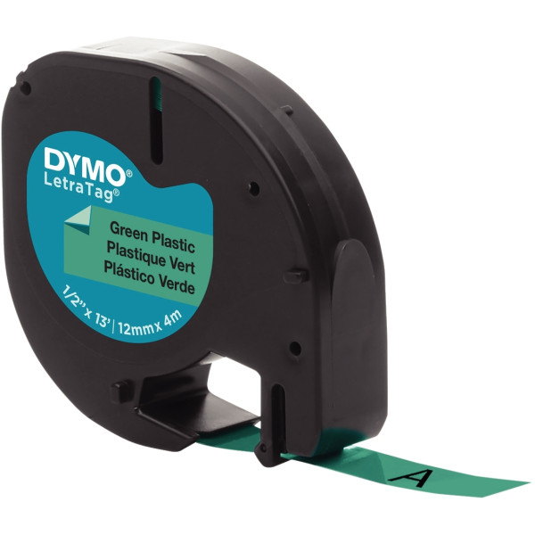 Recharge lettre plastique 12 mm x 4 m  noir sur vert