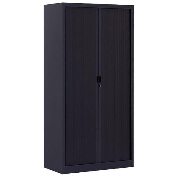 Armoire monobloc anthracite 180x90x43cm 2 rideaux 3 tablettes