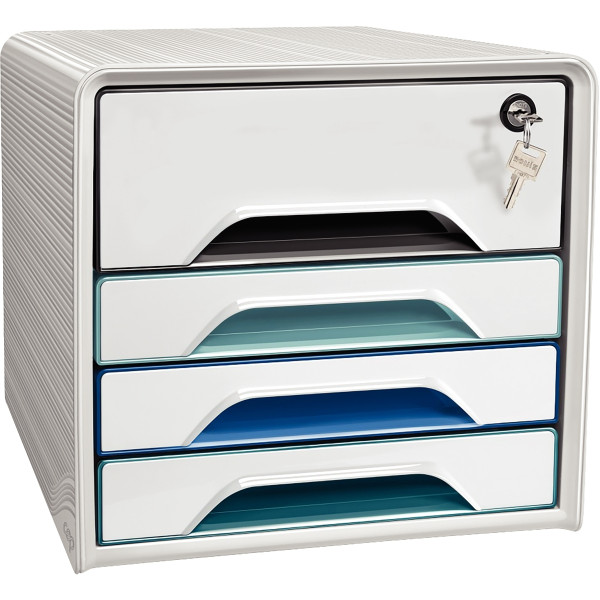Module 4 tiroirs SMOOVE sécure blanc/riviera