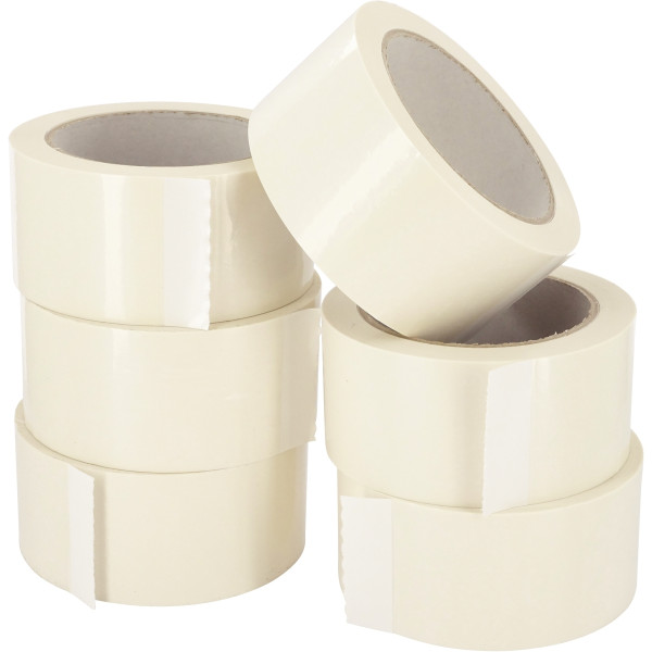 Lot de 6 rouleaux adhésifs en PVC blanc 66mx50mm