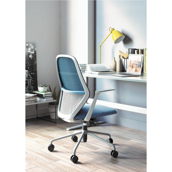 Siège ambiance Ekley structure gris clair/assise et résille bleu