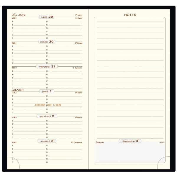 Agenda semainier  Espace17 9x17,5cm assorti