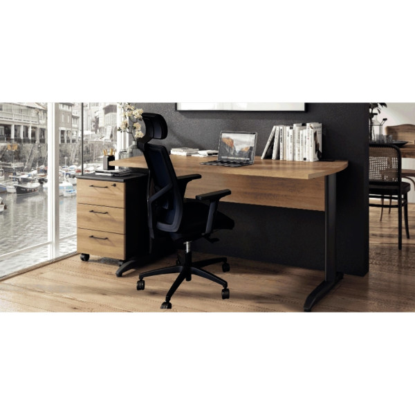Fauteuil Eleganze avec tétière dos noir/assise gris