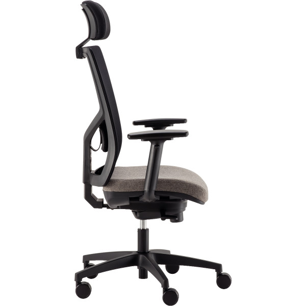 Fauteuil Eleganze avec tétière dos noir/assise gris