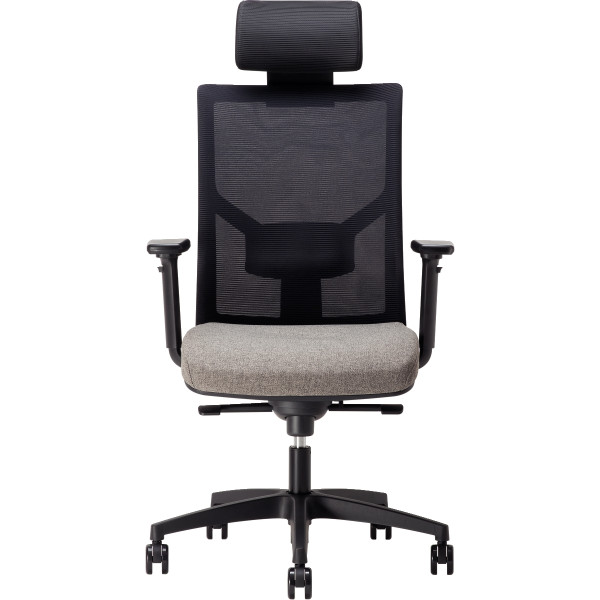 Fauteuil Eleganze avec tétière dos noir/assise gris