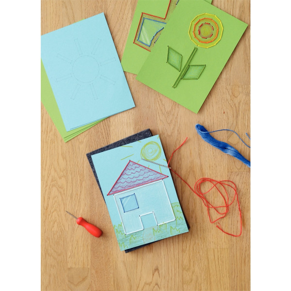 Lot de 12 cartes à broder 17,5 x 12,5 cm