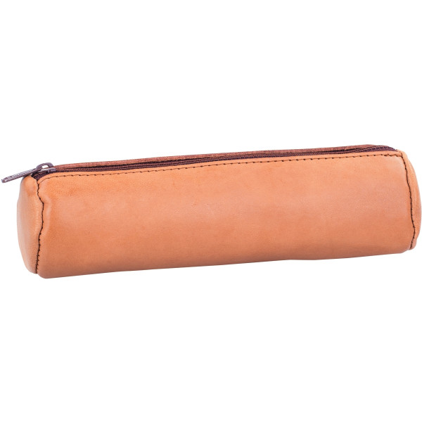 Fourre tout rond oxford cuir naturel beige