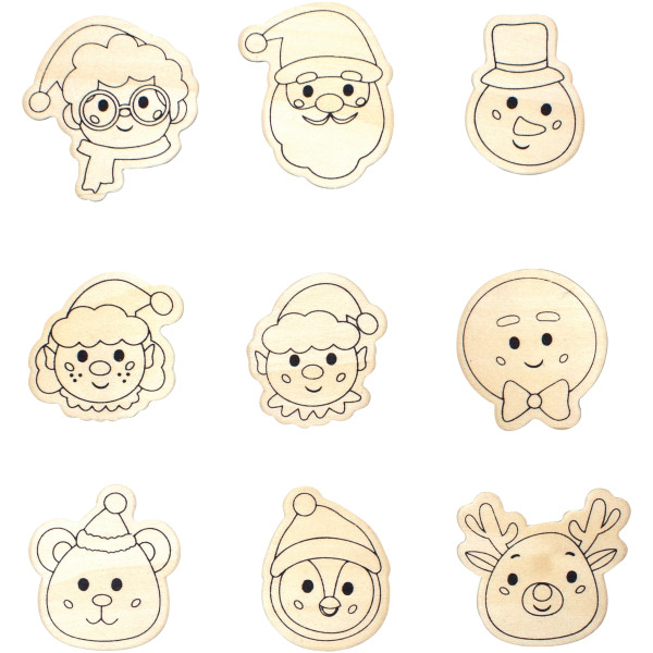 Lot de 9 magnets de Noël à décorer