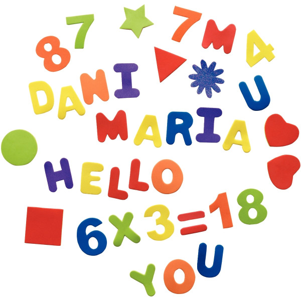 Sachet de 104 lettres en mousse couleurs assorties