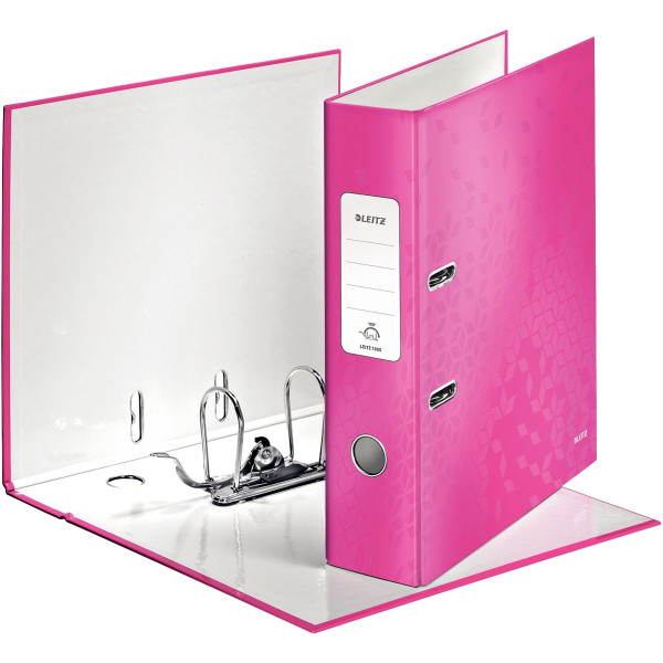 Classeur à levier 180° WOW pour format A4, dos 8 cm, rose