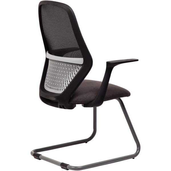 Lot de 2 sièges visiteur structure noire/Assise et résille gris foncé