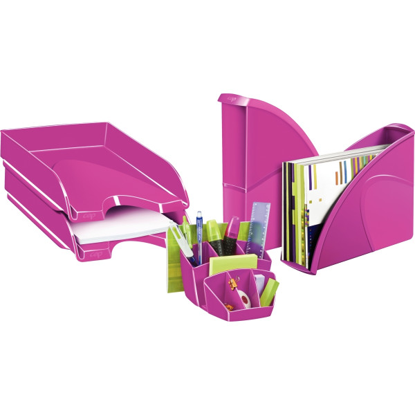 Porte revues en polystyrène robuste et rigide CEP dos 8,5 cm gloss rose