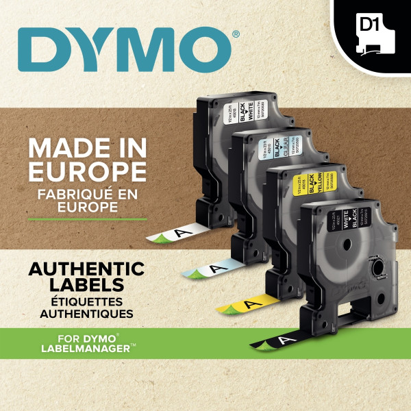 Recharge DYMO D1 6 mm x 7 m noir et jaune