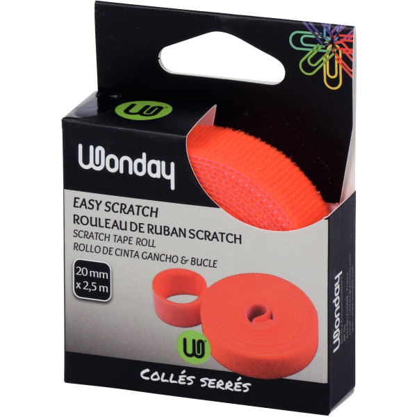 Ruban auto-agrippant "EASY SCRATCH" orange fluo