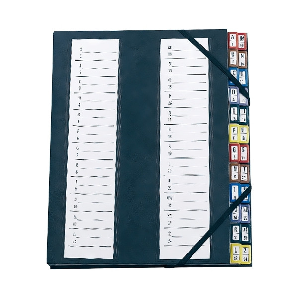 Trieur couverture plastifiée avec élastiques 24 compartiments coloris bleu
