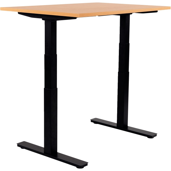 Bureau assis debout L120 cm Boost plateau hêtre/piètement noir