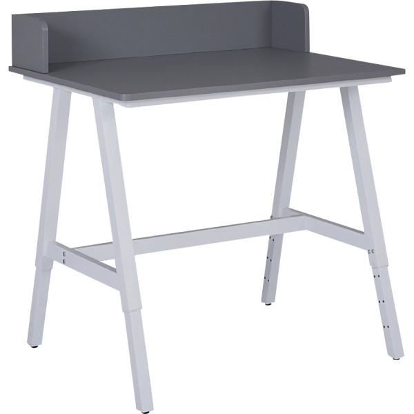 Bureau home office Emmelie plateau gris/piètement blanc