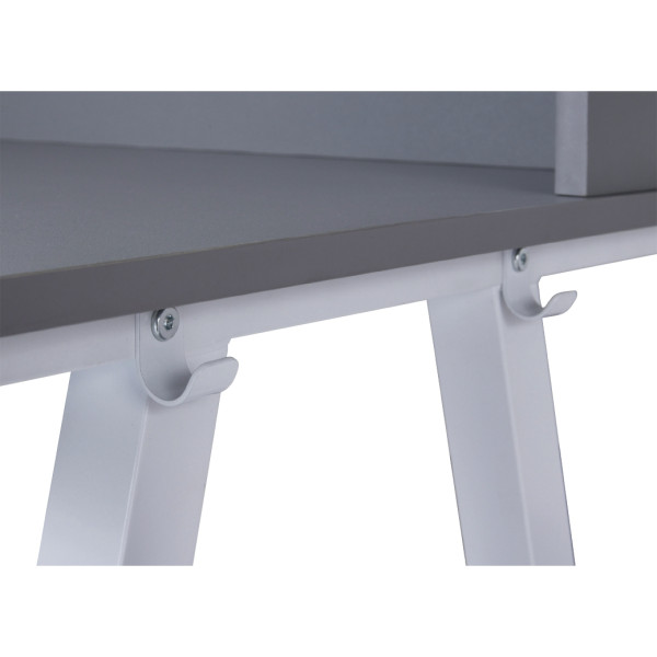 Bureau home office Emmelie plateau gris/piètement blanc