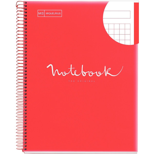 Cahier à reliure intégrale 80 feuilles NOTEBOOK MIQUELRIUS couverture polypropylène, format A4, quad