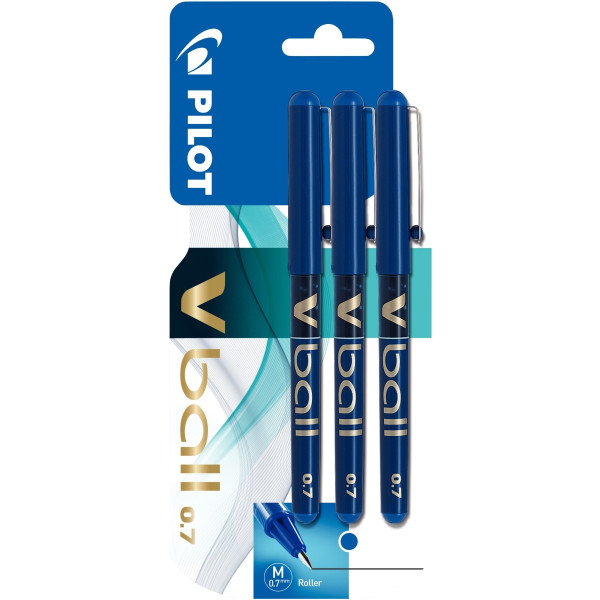 Blister de 3 rollers V-Ball 0,7mm bleu