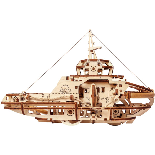 Maquette mécanique en bois, remorqueur