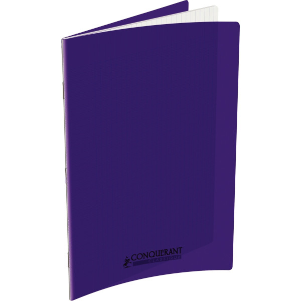 Piqûre 96 pages CONQUERANT, 24x32 cm, seyès, couv PP violet
