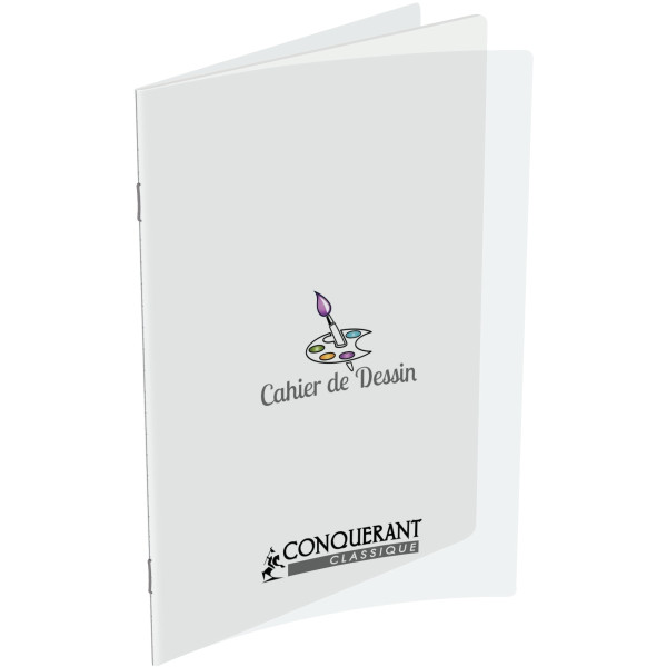 Cahier de dessin 48 pages CONQUERANT, 24x32 cm, uni 120g, couv PP incolore