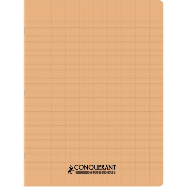 Piqûre 96 pages CONQUERANT, 24x32 cm, seyès, couv PP abricot