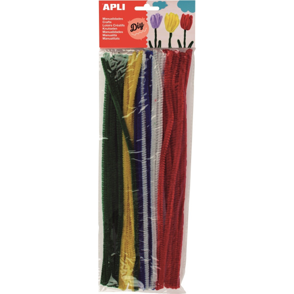 Sachet 50 chenilles diamètre 5 mm, longueur 30 cm, couleurs assorties